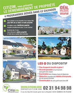 Un encart publicitaire Citizim pour des informations sur le démembrement de propriété