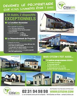 Un encart publicitaire Citizim pour le programme Citizim à Saint Aubin sur Mer