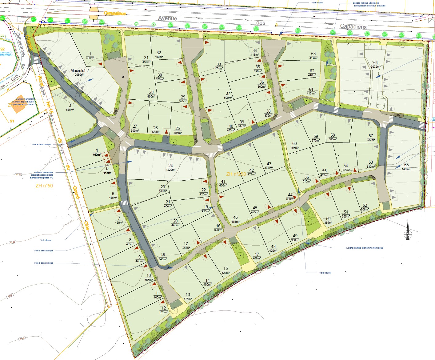 Plan de masse du lotissement Creully-sur-Seulles