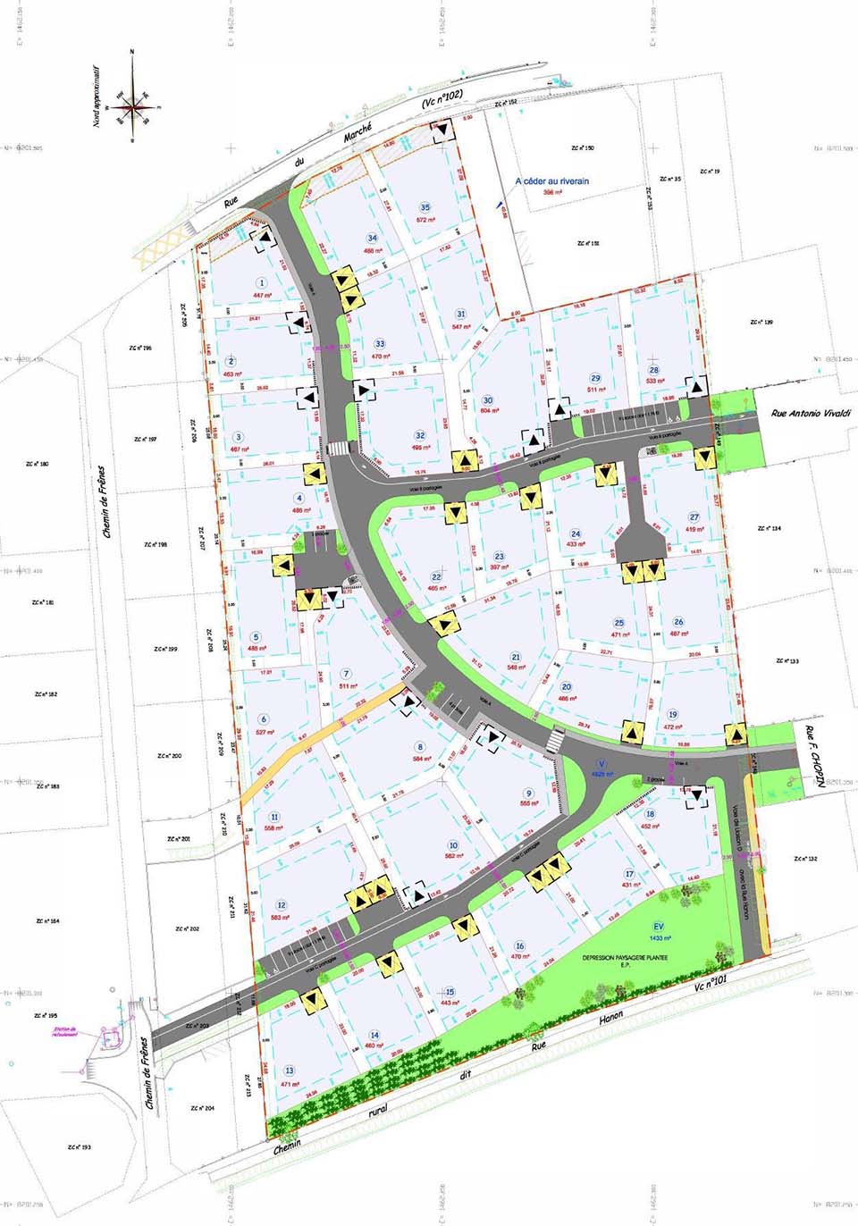 Plan de masse du lotissement Potigny